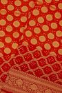 Bandhani Kaddi Georgette Red Saree With Bandhani Dots And Florals Body
