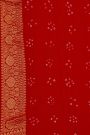 Bandhani Kaddi Georgette Red Saree With Bandhani Dots And Florals Body