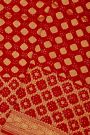 Bandhani Kaddi Georgette Red Saree With Florals And Bandhani Dots Body