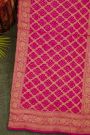 Bandhani Kaddi Georgette Pink Saree With Bandhani Dots And Florals Body