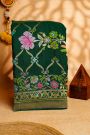 Banarasi Georgette Bottle Green Saree With Diamond Zari Border