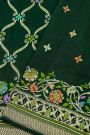 Banarasi Georgette Bottle Green Saree With Diamond Zari Border