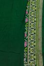 Banarasi Georgette Bottle Green Saree With Diamond Zari Border