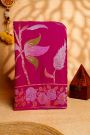 Banarasi Georgette Rani Pink Saree With Florals And Leaves Border