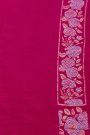 Banarasi Georgette Rani Pink Saree With Florals And Leaves Border