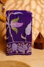 Banarasi Georgette Dark Purple Saree With Florals And Leaves Border