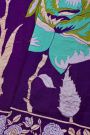 Banarasi Georgette Dark Purple Saree With Florals And Leaves Border