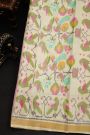 Patola Silk Off White Saree With Floral Jaal And Parrots Border