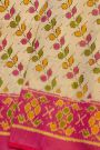Patola Silk Cream Saree With Floral Jaal Body And Border