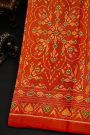 Patola Silk Mehendi Green Saree With Florals And Animals Body