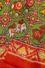 Patola Silk Mehendi Green Saree With Florals And Animals Body
