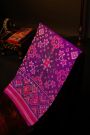 Patola Silk Violet Saree With Florals And Leaves Body