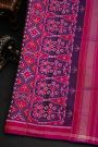 Patola Silk Violet Saree With Florals And Leaves Body