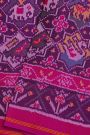 Patola Silk Dark Mauve Saree With Florals And Animals Body