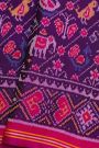 Patola Silk Violet Saree With Peacocks And Elephants Body