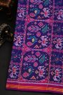 Patola Silk Royal Blue Saree With Animals, Birds And Humans Motifs Body