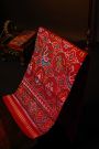 Patola Silk Orange Saree With Florals, Animals, Birds And Humans Motifs Body