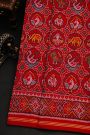 Patola Silk Orange Saree With Florals, Animals, Birds And Humans Motifs Body