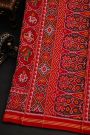 Patola Silk Orange Saree With Florals, Animals, Birds And Humans Motifs Body