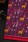 Patola Silk Purple Saree With All Over Floral Weaving In Animal Theme