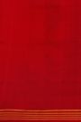 Patola Silk Red Saree With All Over Floral Weaving Body And Lines Border
