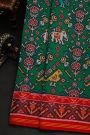 Patola Silk Leaf Green Saree With Floral And Animals Body