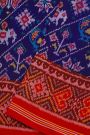 Patola Silk Royal Blue Saree With Floral And Leaf Border
