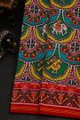 Patola Silk Multi-Colour Saree With All Over Floral Weaving And Lines Border