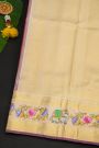 Gadwal Silk Magenta Saree With Tanjore Hand Painted Florals And Elephants Border