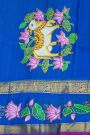 Gadwal Silk Green Saree With Tanjore Hand Painted Florals And Pichwai Cows Border