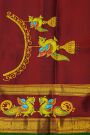 Gadwal Silk Parrot Green Saree With Tanjore Hand Painted Floral Jaal Border