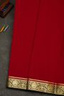 Mysore Crepe Red Saree With Floral Yalis And Gandaberunda Border