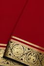 Mysore Crepe Red Saree With Floral Yalis And Gandaberunda Border