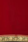 Mysore Crepe Red Saree With Floral Yalis And Gandaberunda Border