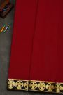 Mysore Crepe Maroon Saree With Floral Yali Butti Border