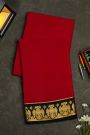 Mysore Crepe Maroon Saree With Floral Gandaberunda Buttis Border