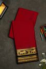 Mysore Crepe Maroon Saree With Florals And Pichwai Cows Border