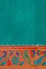 Narayanpet Silk Teal Green Saree With Paithani Peacocks Border