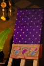 Narayanpet Silk Purple Saree With Florals And Peacocks Border