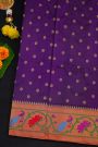 Narayanpet Silk Purple Saree With Florals And Peacocks Border