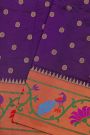 Narayanpet Silk Purple Saree With Florals And Peacocks Border