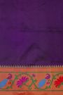 Narayanpet Silk Purple Saree With Florals And Peacocks Border