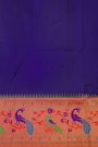 Narayanpet Silk Royal Blue Saree With Florals And Peacocks In Paithani Border