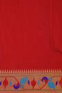 Narayanpet Silk Red Saree With Paithani Peacocks Border