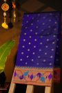 Narayanpet Silk Royal Blue Saree With Peacocks In Paithani Border