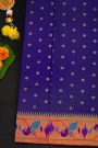 Narayanpet Silk Royal Blue Saree With Peacocks In Paithani Border