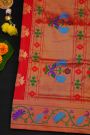 Narayanpet Silk Bottle Green Saree With Paithani Pallu And Border