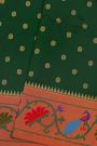 Narayanpet Silk Bottle Green Saree With Paithani Pallu And Border