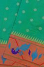 Narayanpet Silk Sea Green Saree With Peacocks In Paithani Border