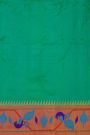 Narayanpet Silk Sea Green Saree With Peacocks In Paithani Border